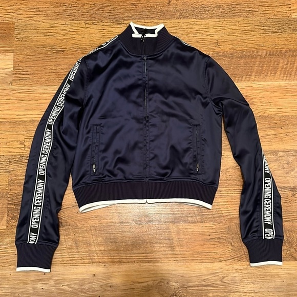 Opening Ceremony Navy Blue Cropped Zip Up Jacket EE - Picture 1 of 4